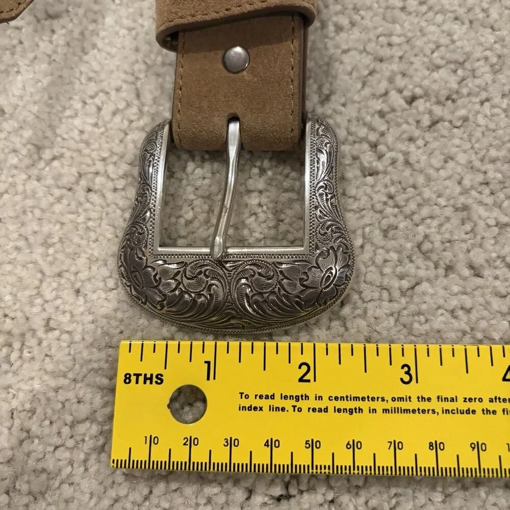 NWOT Cody James Men’s Rustler Suede Leather Belt W/ Buckle Tan Size 34 Western